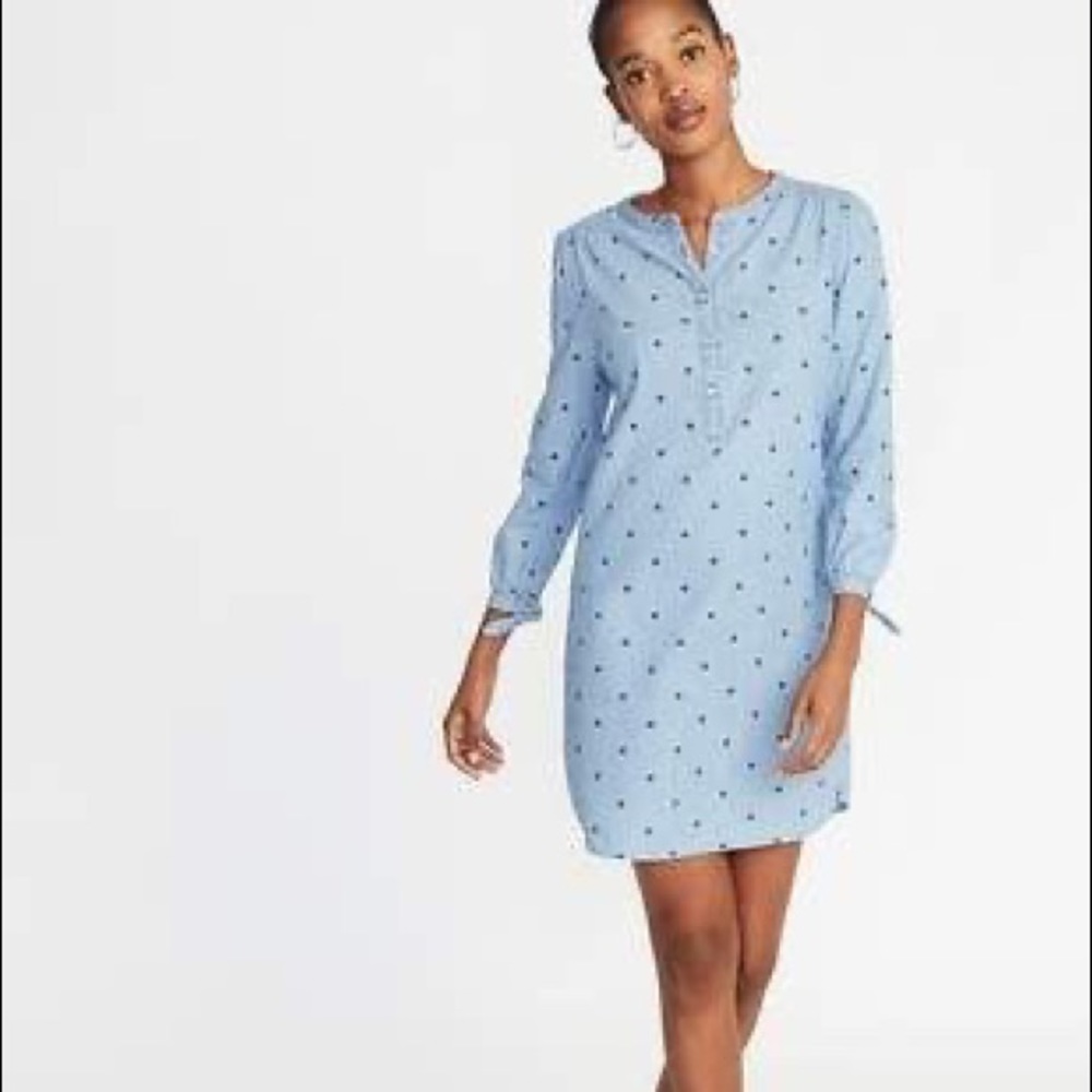 Old Navy Chambray Polka Dot Dress